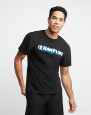 Champion Men's Classic Standard Fit Logo Graphic Short Sleeve T Shirt Black XL