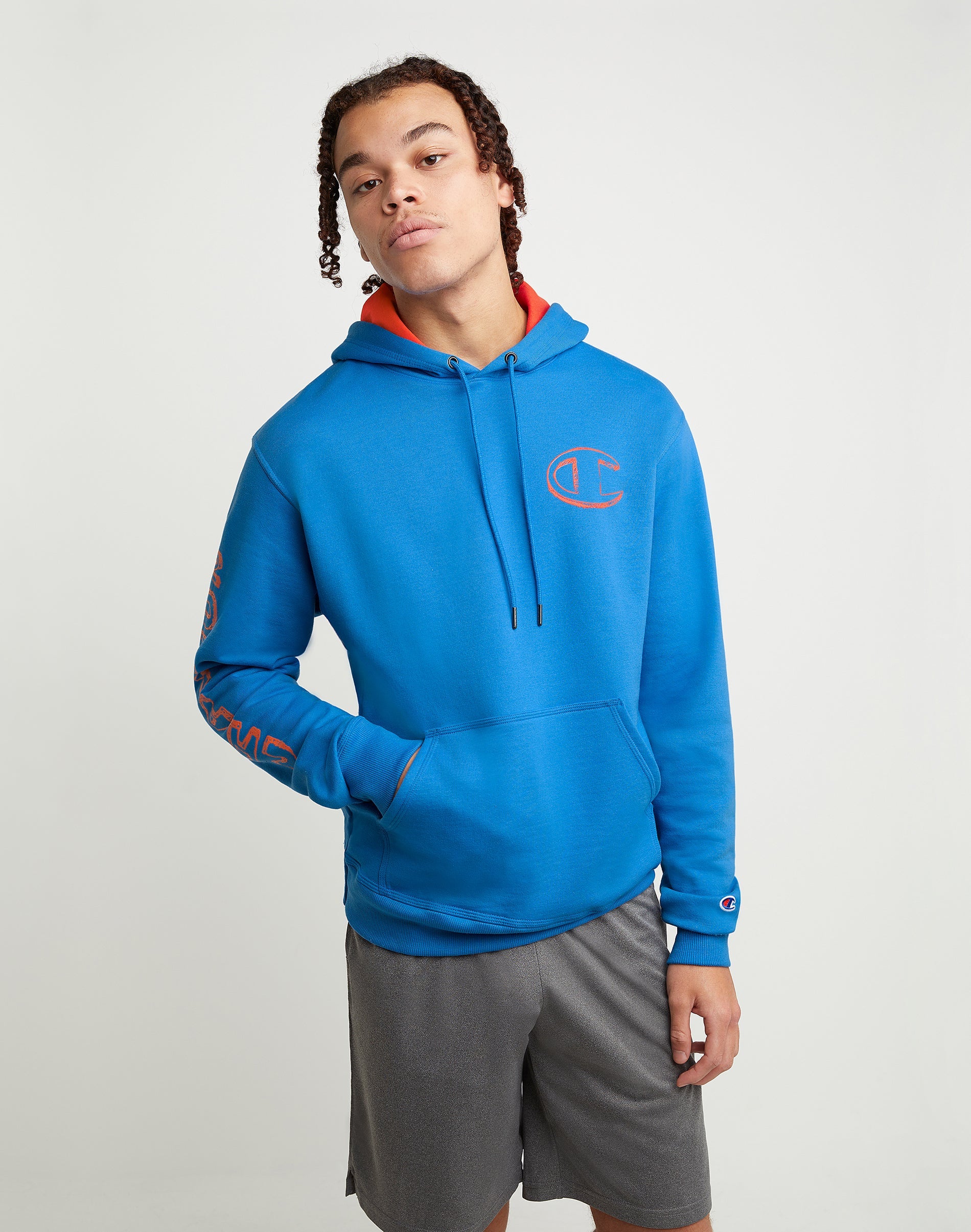 Mens Champion Blue Xl Fleece Pullover Hoodie Size Xl