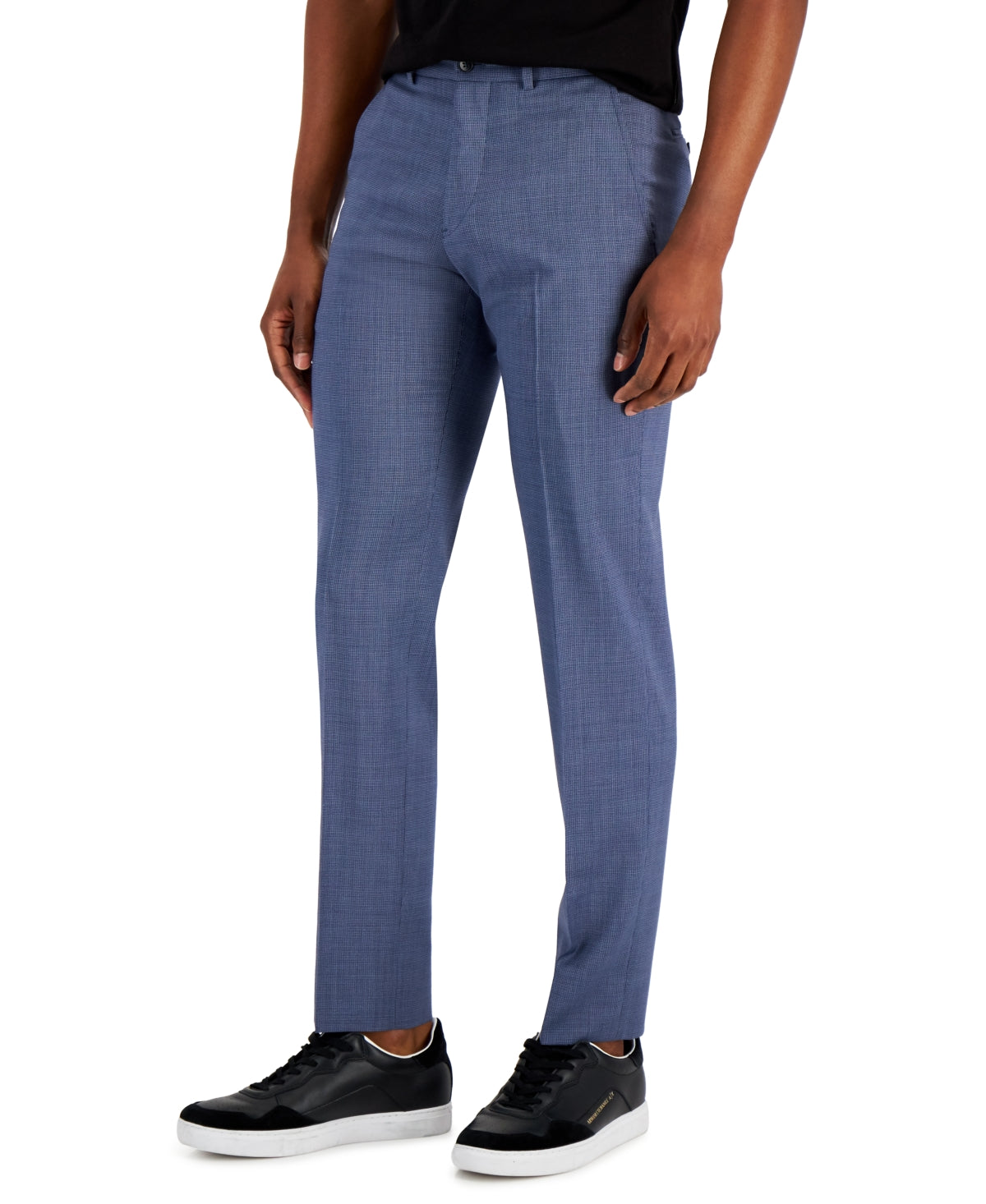 AX Armani Exchange Mens Slim-Fit Navy Shadow Plaid Suit Dress Pants 30 x 30 Blue