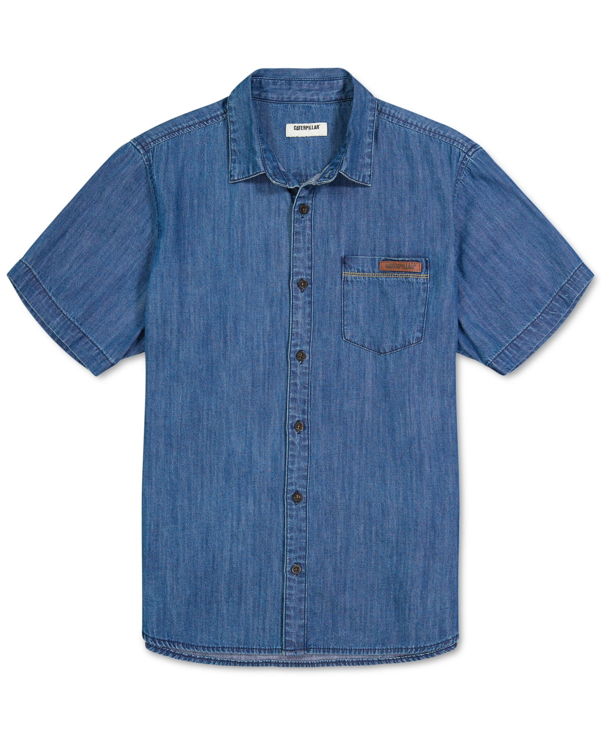 Caterpillar Mens Foundation Short Sleeve Button Down Shirt Stone Blue Large