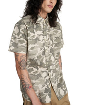 Caterpillar Mens Marshland Camo Short Sleeve Button Down Shirt Green Large