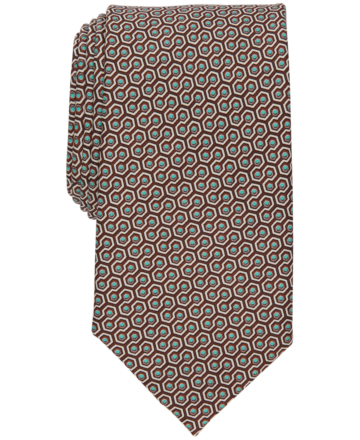 Perry Ellis Men's Bakker Geo Print Tie Brown Necktie