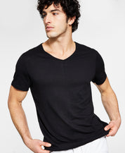 INC International Concepts Mens Solid V neck T shirt Black 2XL