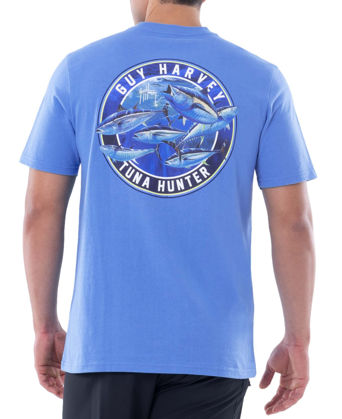Guy Harvey Mens Graphic Short Sleeve Crewneck T shirt Blue Small