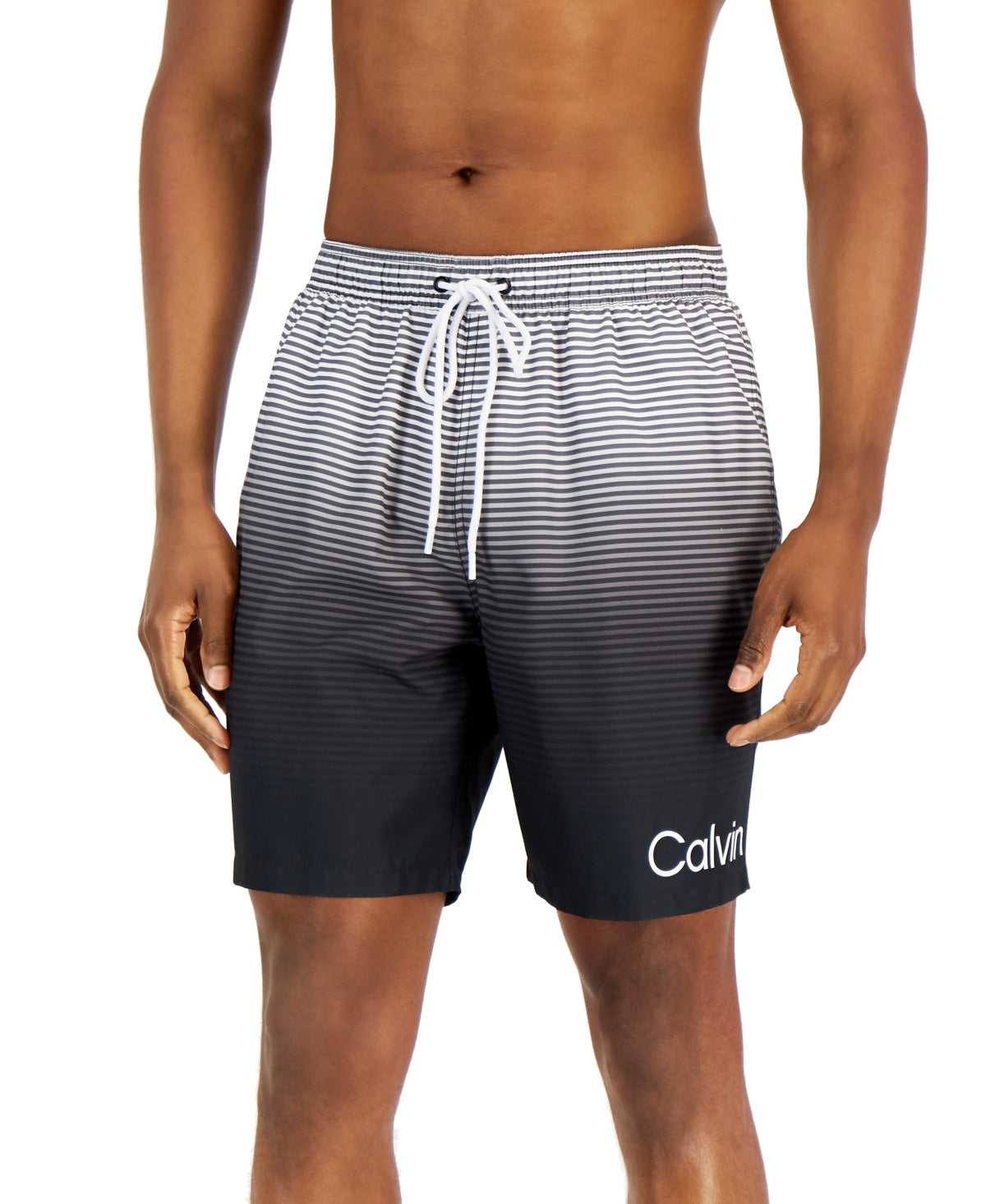 Calvin Klein Swim Men's Logo Gradient Stripe Swim Trunks Black  XL