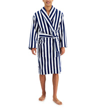 Club Room Men's Yarn-Dyed Stripe Robe Large / XL Navy Blue White