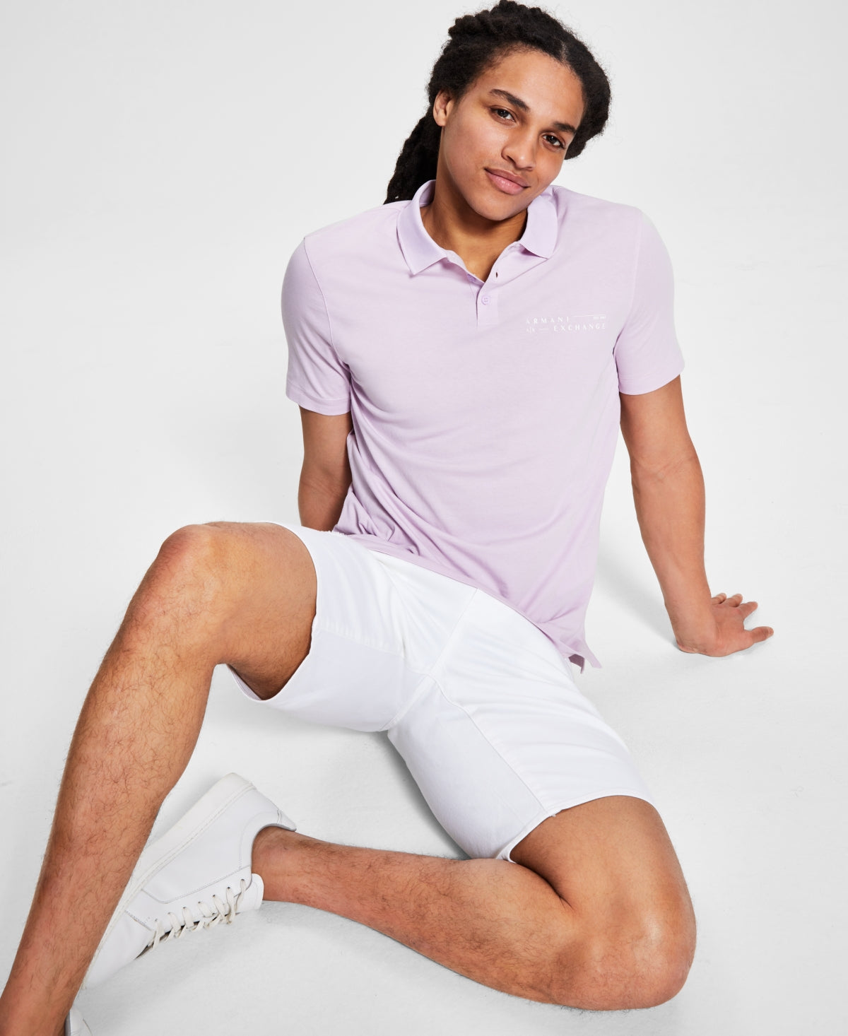 Armani Exchange Men's Est. 1991 Logo Polo Light Purple  Xl
