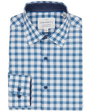 Construct Mens Plaid Slim Fit Dress Button Down Shirt Blue Large