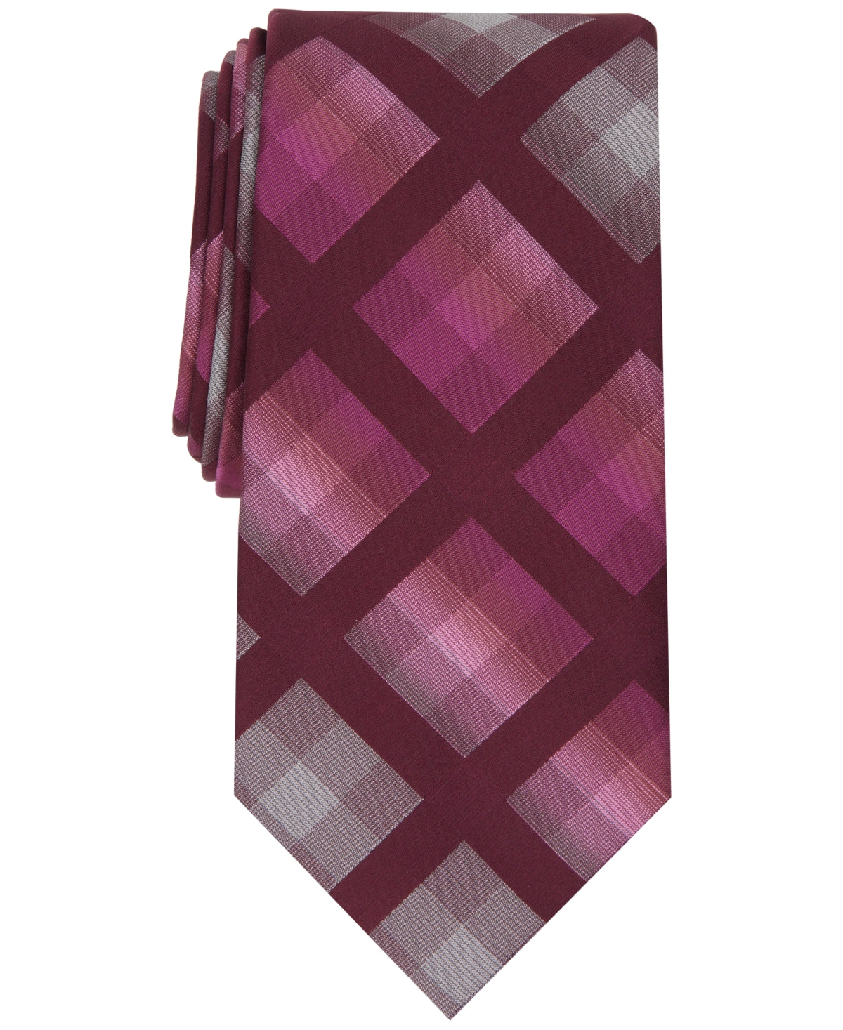 Perry Ellis Mens Tie Necktie One Size Red Lewin Plaid