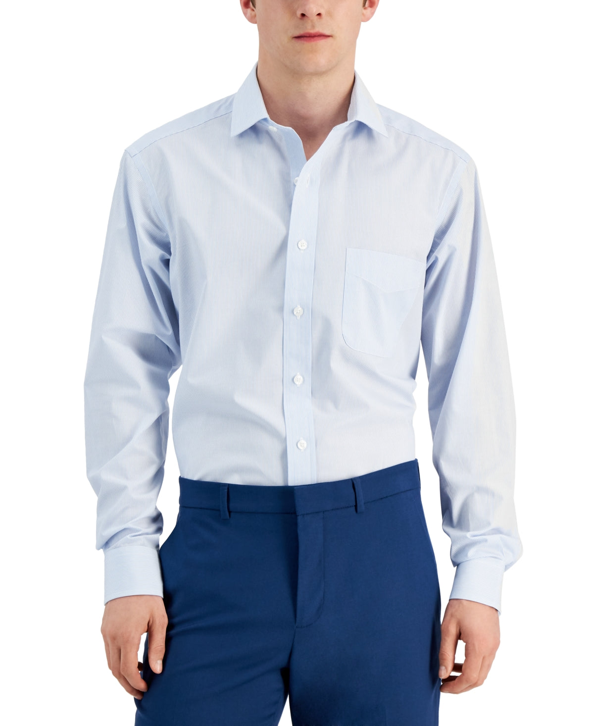 Club Room Men's Regular Fit Navy Stripe Dress Shirt 18.5 / 34-35