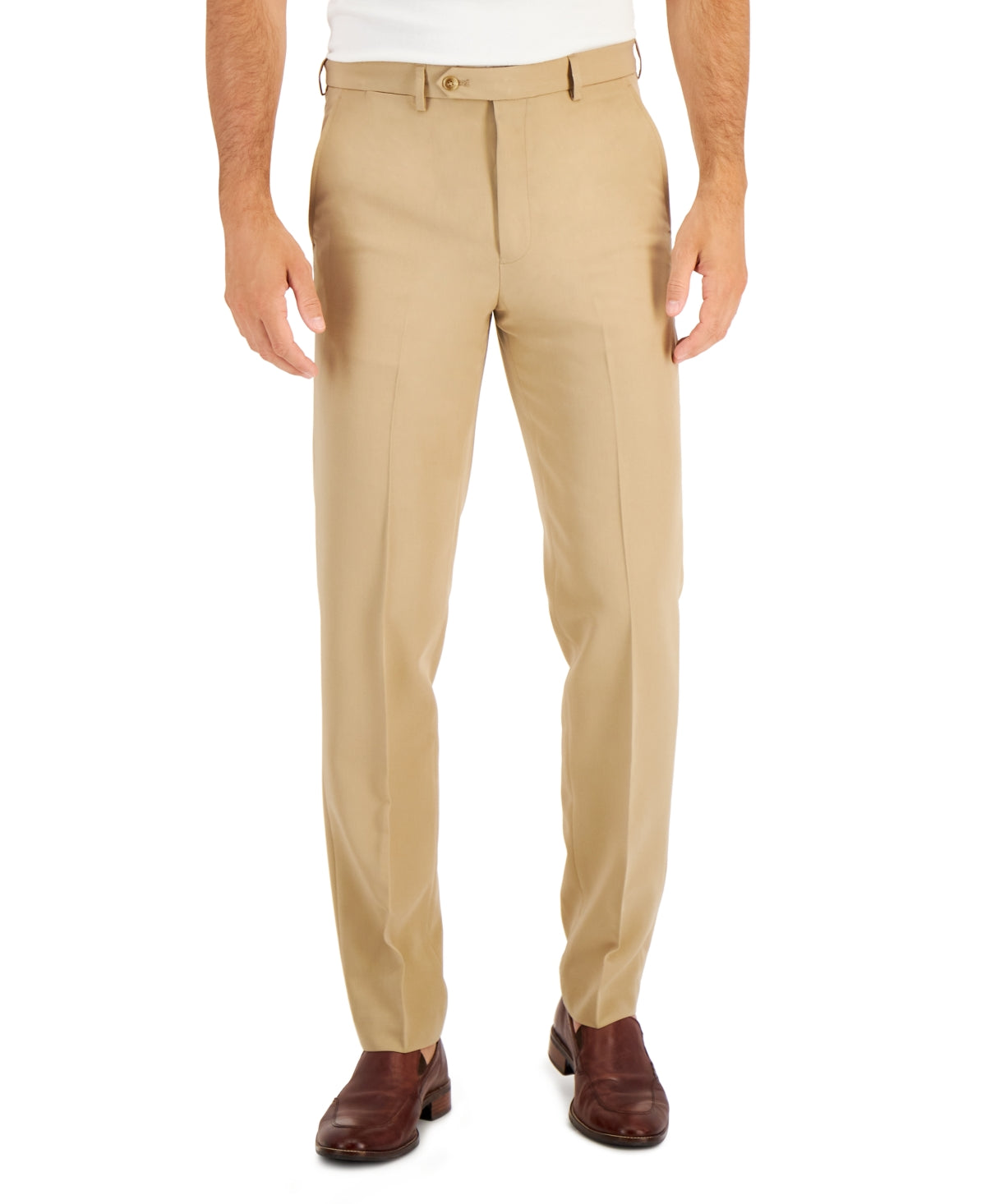 Nautica Mens Regular fit Dress Pants 36 / 30 Beige Solid Stretch