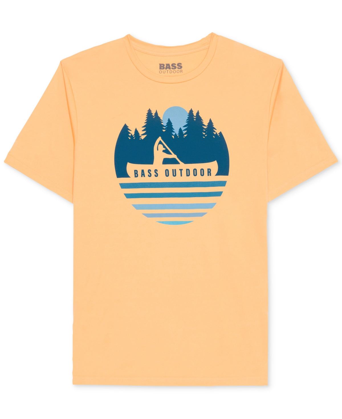 BASS OUTDOOR Mens Logo Graphic Tech Short Sleeve T Shirt Buff Orange Small