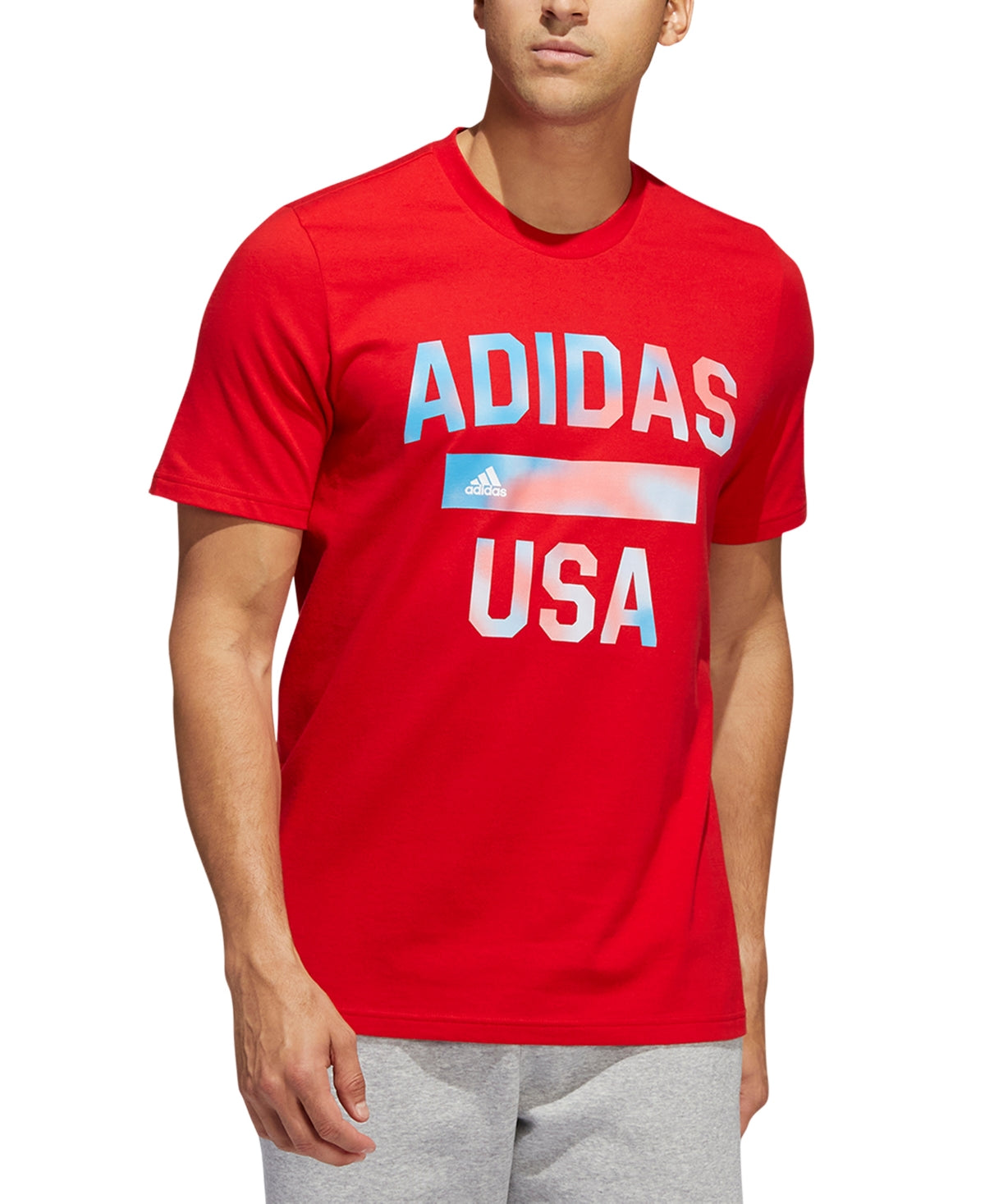 Adidas Men's Logo Graphic Tshirt M Red L