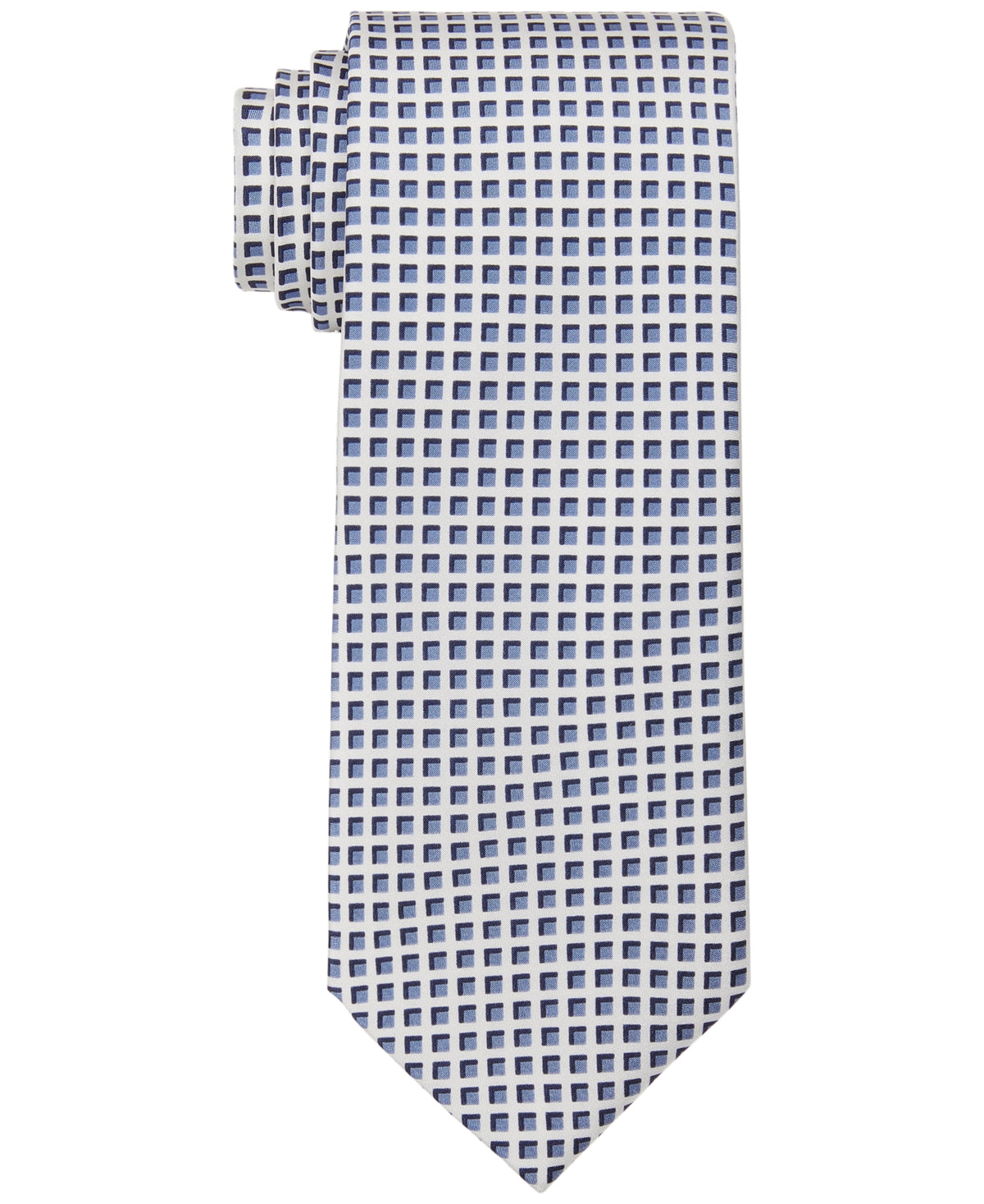 Calvin Klein Men's Slim Grid Silk Tie Blue Regular Size Lt/Pasblue