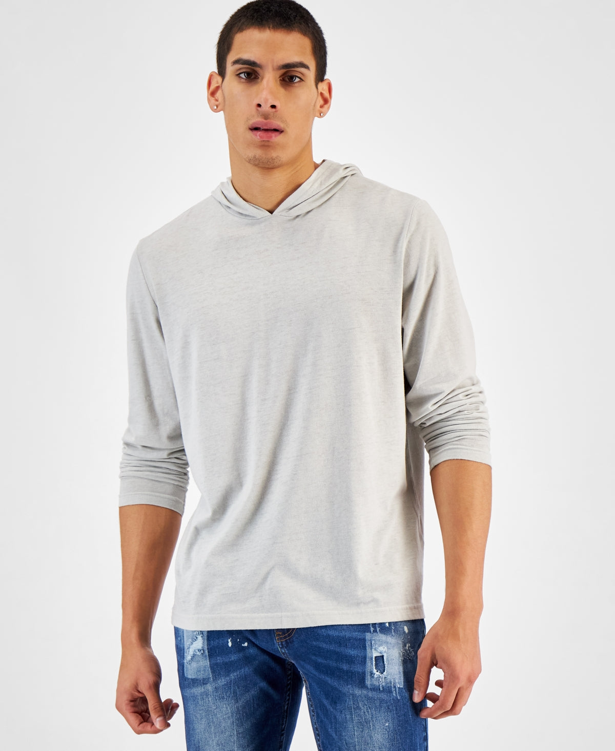 INC International Concepts Island Breeze Men's Burnout Hoodie Shirt XS Grey