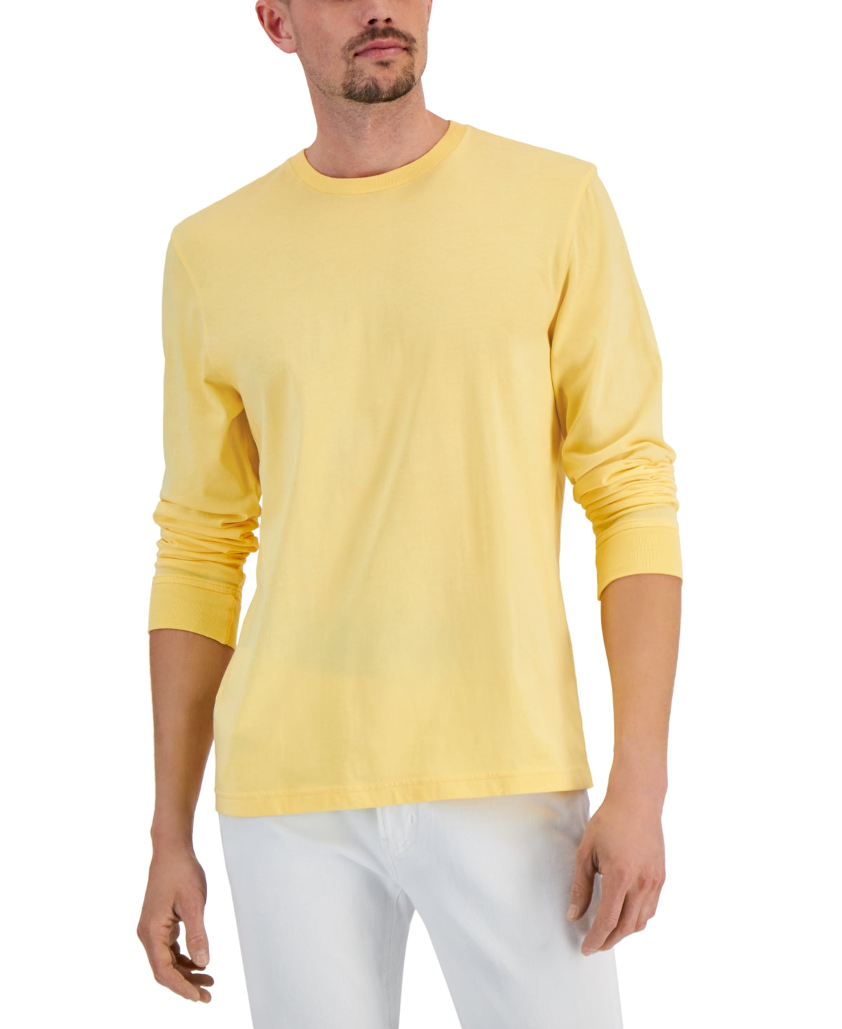 Club Room Men's Long Sleeve Crewneck T Shirt Sunwash Yellow 2XL