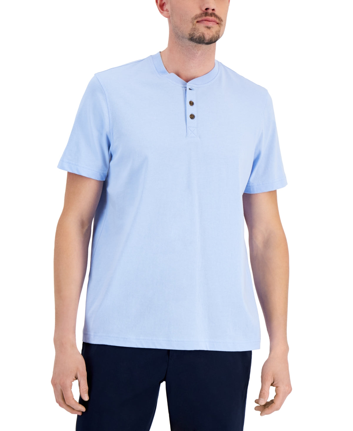 Club Room Men's Solid Blue Henley Shirt Xl