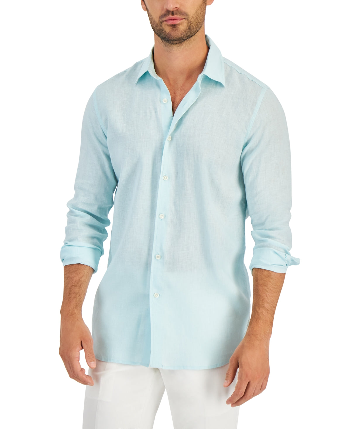 Club Room Men's Linen Shirt Pastel Blue XL