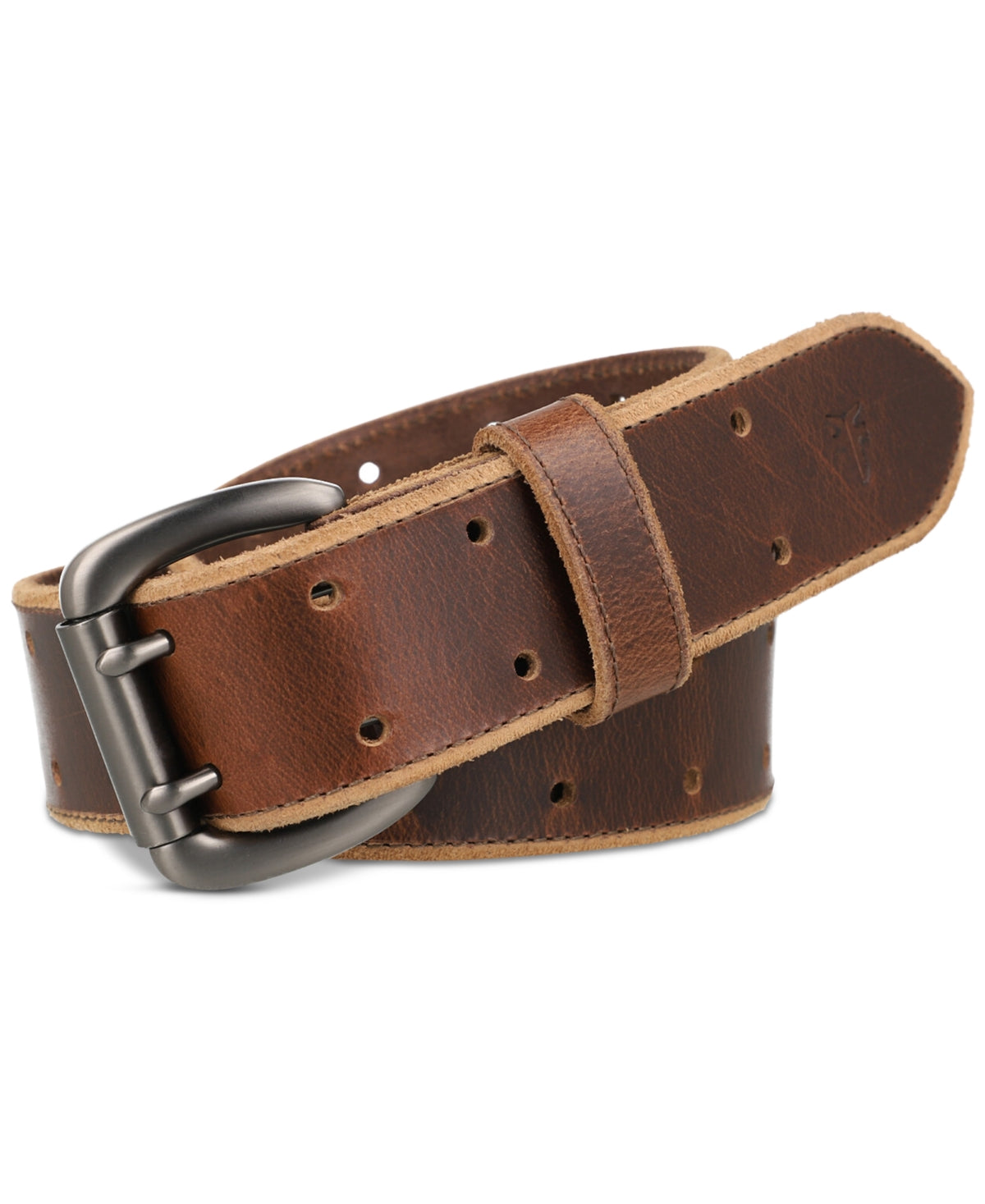 Frye Mens Double Hole Leather Belt Brown 30