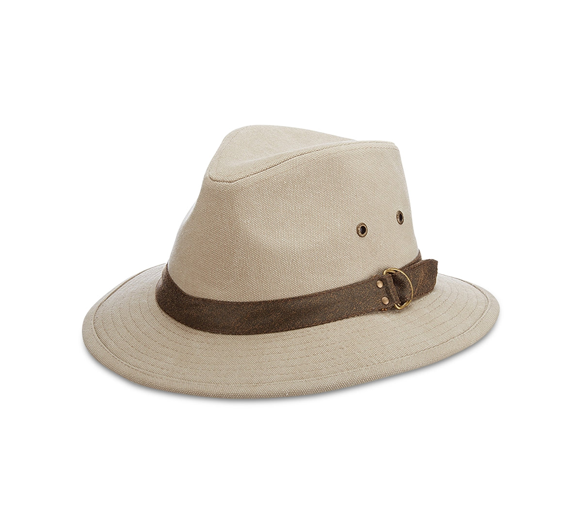 Dorfman Pacific Men's Garment Washed Canvas Safari Fedora Hat Beige Large