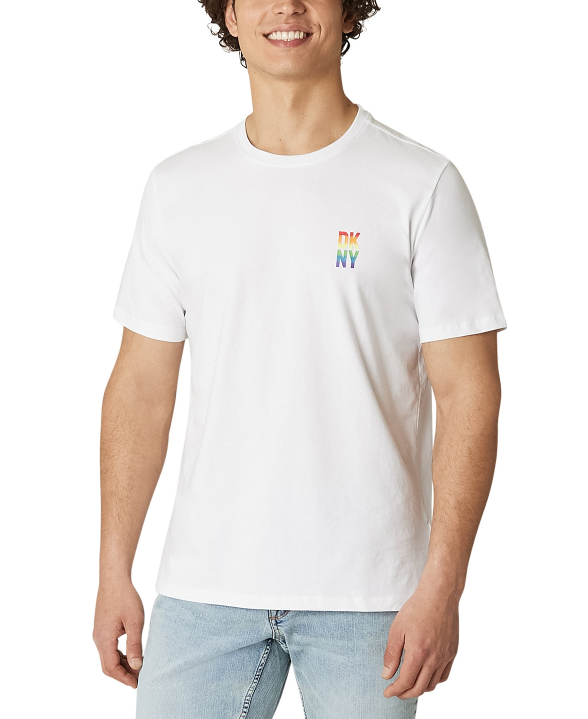 Dkny Men's Pride Logo Short Sleeve T Shirt White XL