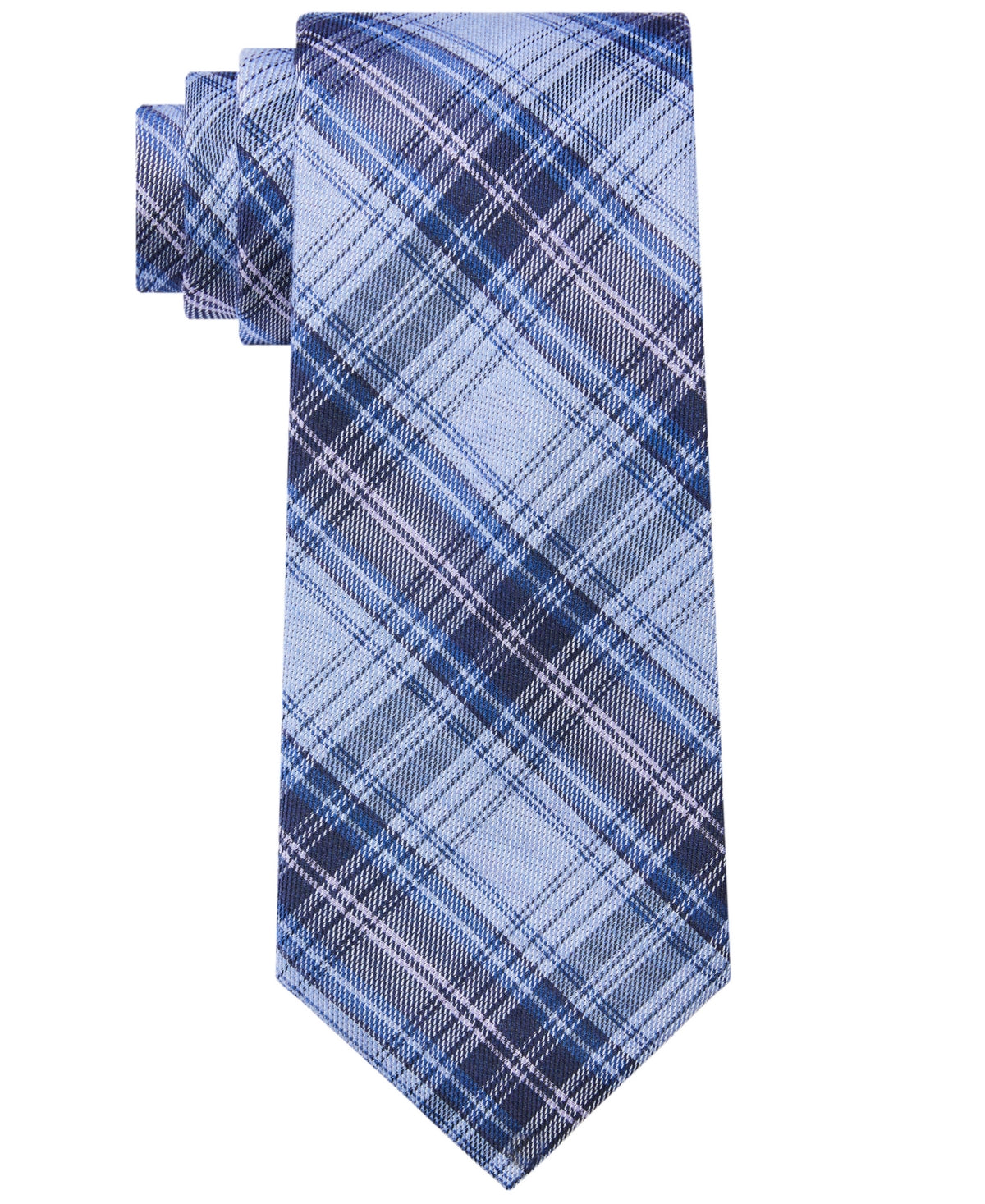 Calvin Klein Men's Slim Plaid Blue Tie Necktie
