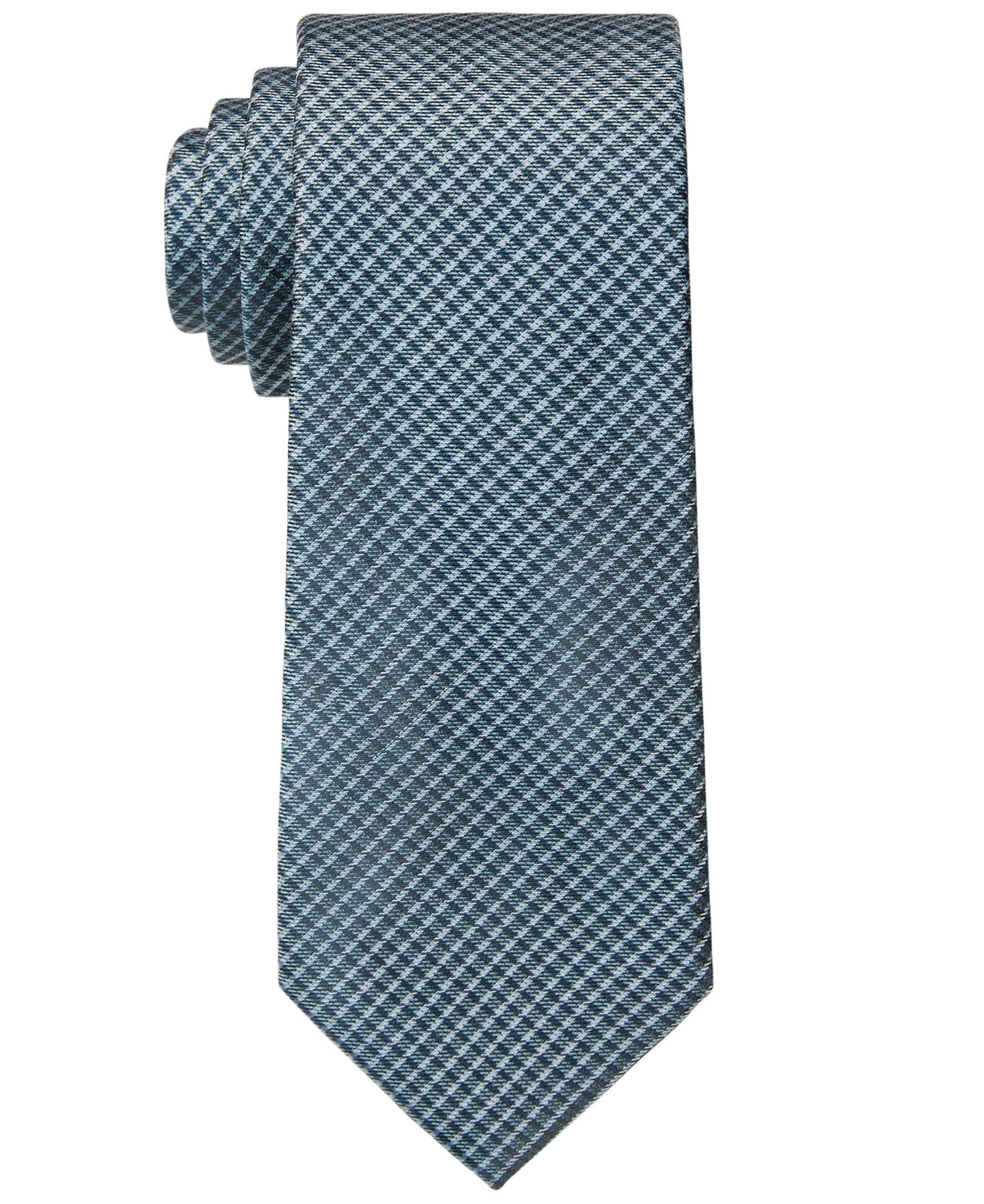 Calvin Klein Men's Slim Plaid Tie Lagoon Blue Necktie