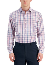 Club Room Men's White Red Plaid Button Down Dress Shirt 16.5 32-33