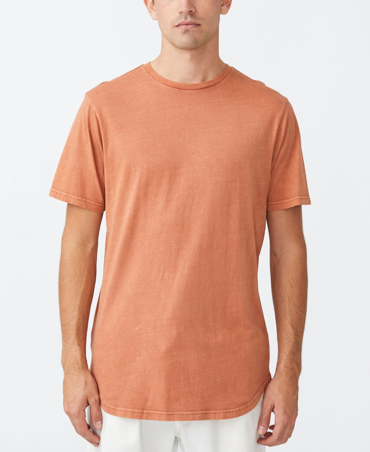 Cotton On Mens Scooped Hem T shirt Orange Medium