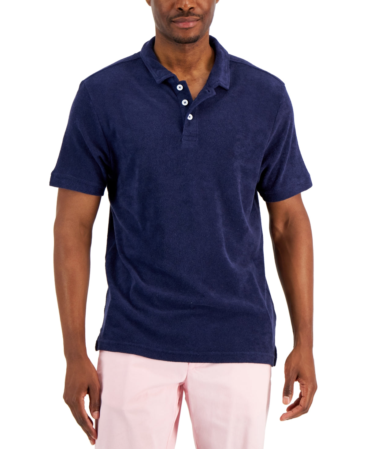 Club Room Men's Reverse Terry Polo Dark Blue Size Large