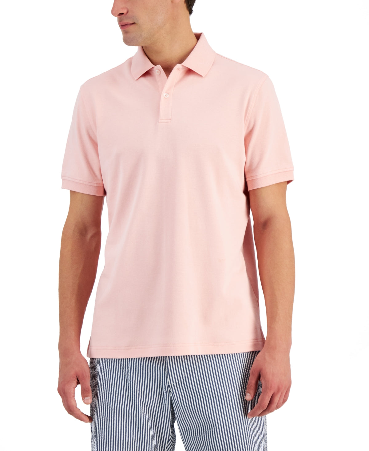 Club Room Men's Heather Short Sleeve Polo Shirt Pink XL