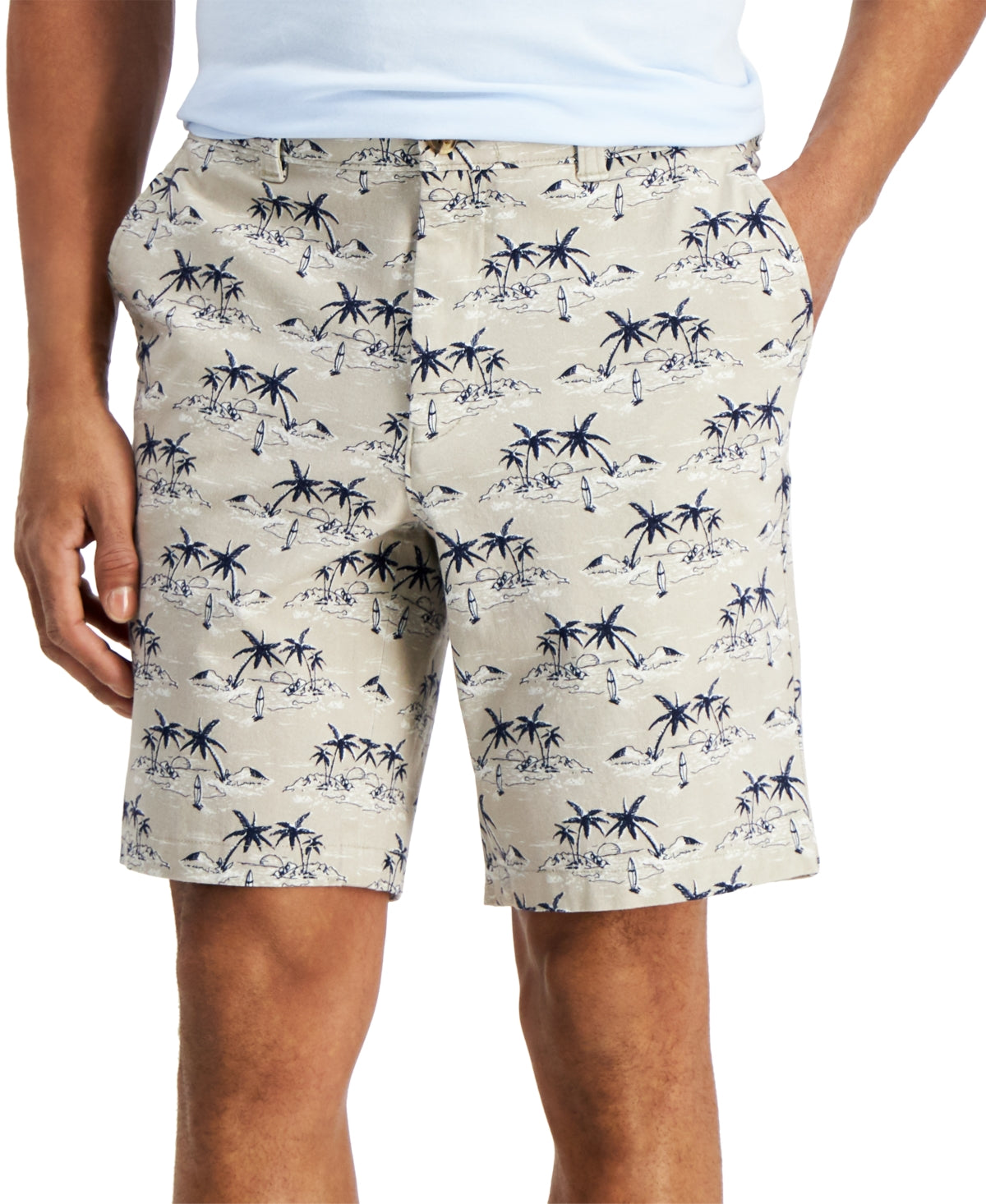 Club Room Mens Regular Fit Stretch Island Shorts Stone Wall 44