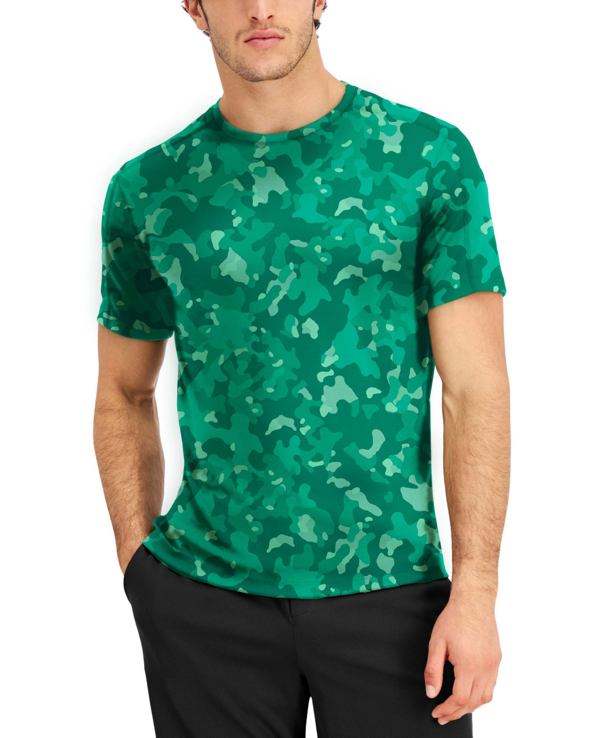 ID Ideology Men's Birdseye Printed Training Short Sleeve T Shirt Green XXL