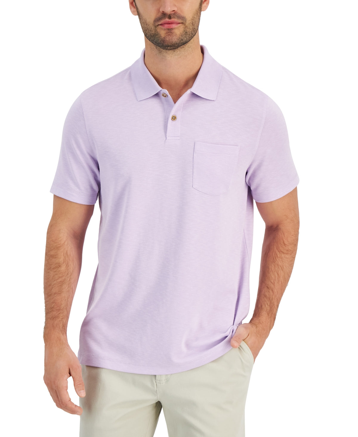 Club Room Mens Island Short Sleeve Polo Shirt Purple Lilac Moon Large