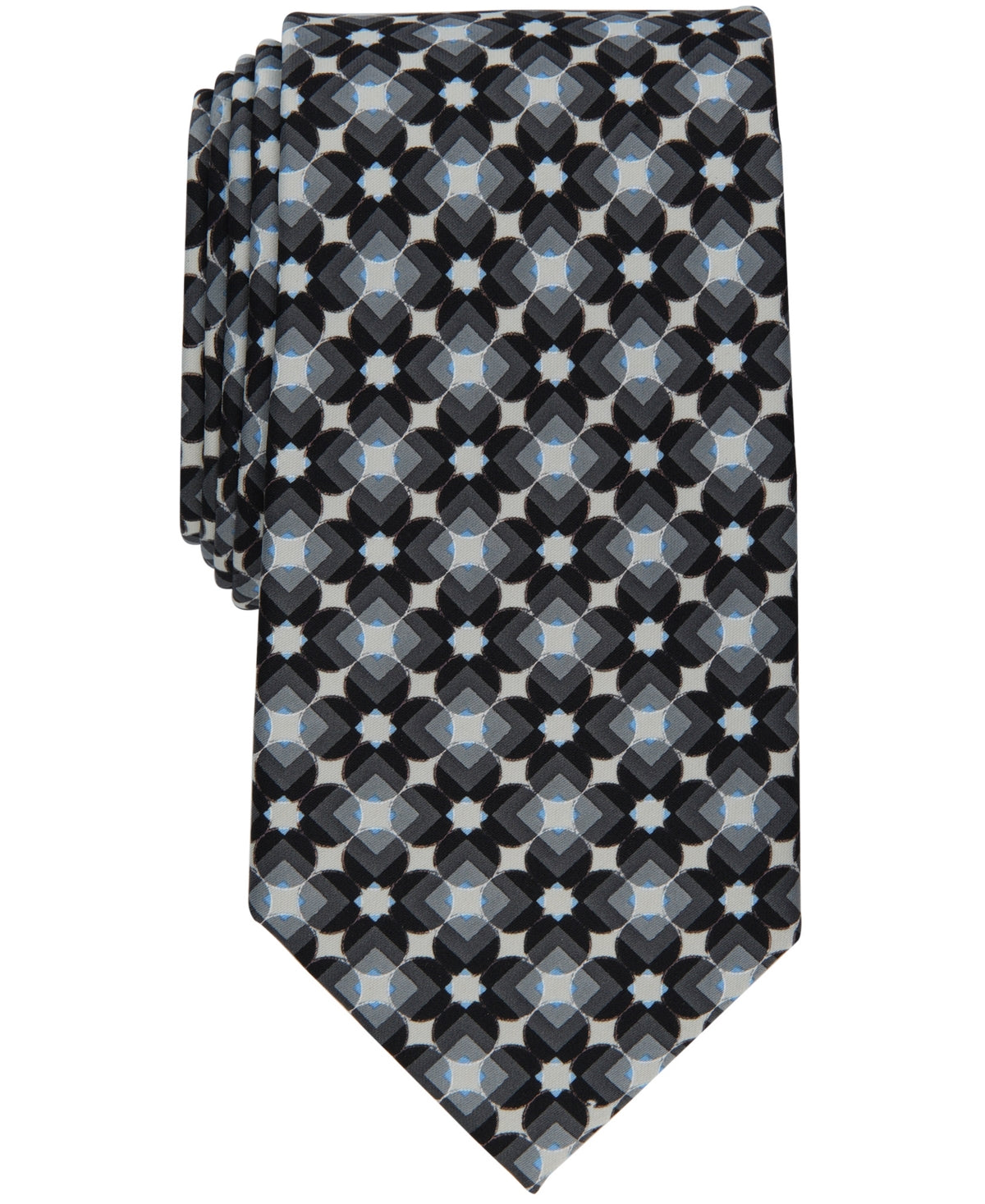 Perry Ellis Men's Lloyd Geo Print Tie Black Necktie