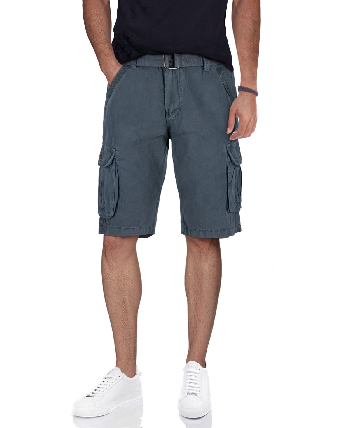X-ray Mens Regular fit Cargo Shorts 34 Charcoal Grey Solid