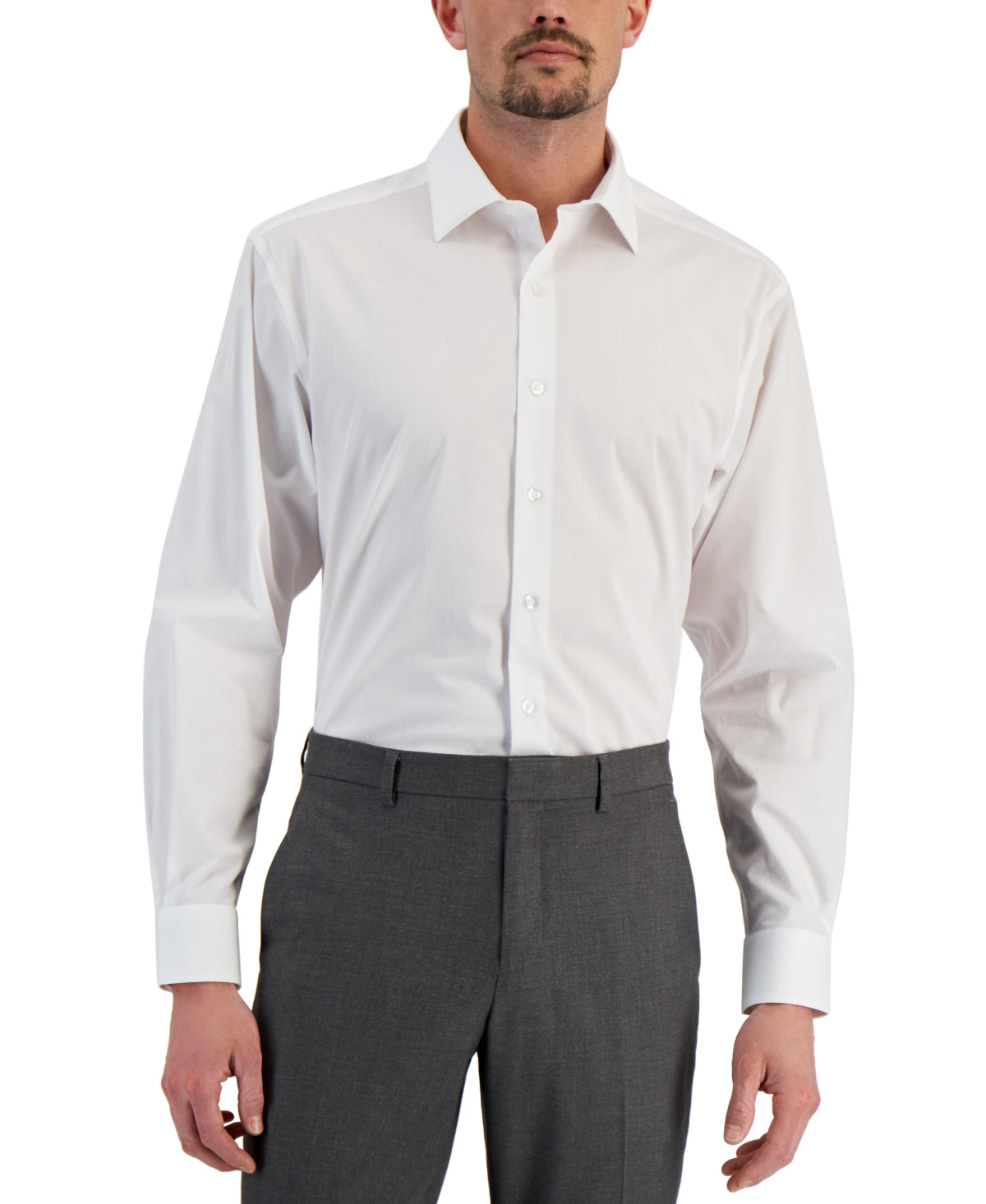 Alfani Mens Regular fit Dress Shirt Medium 15-15.5 34-35 White Solid