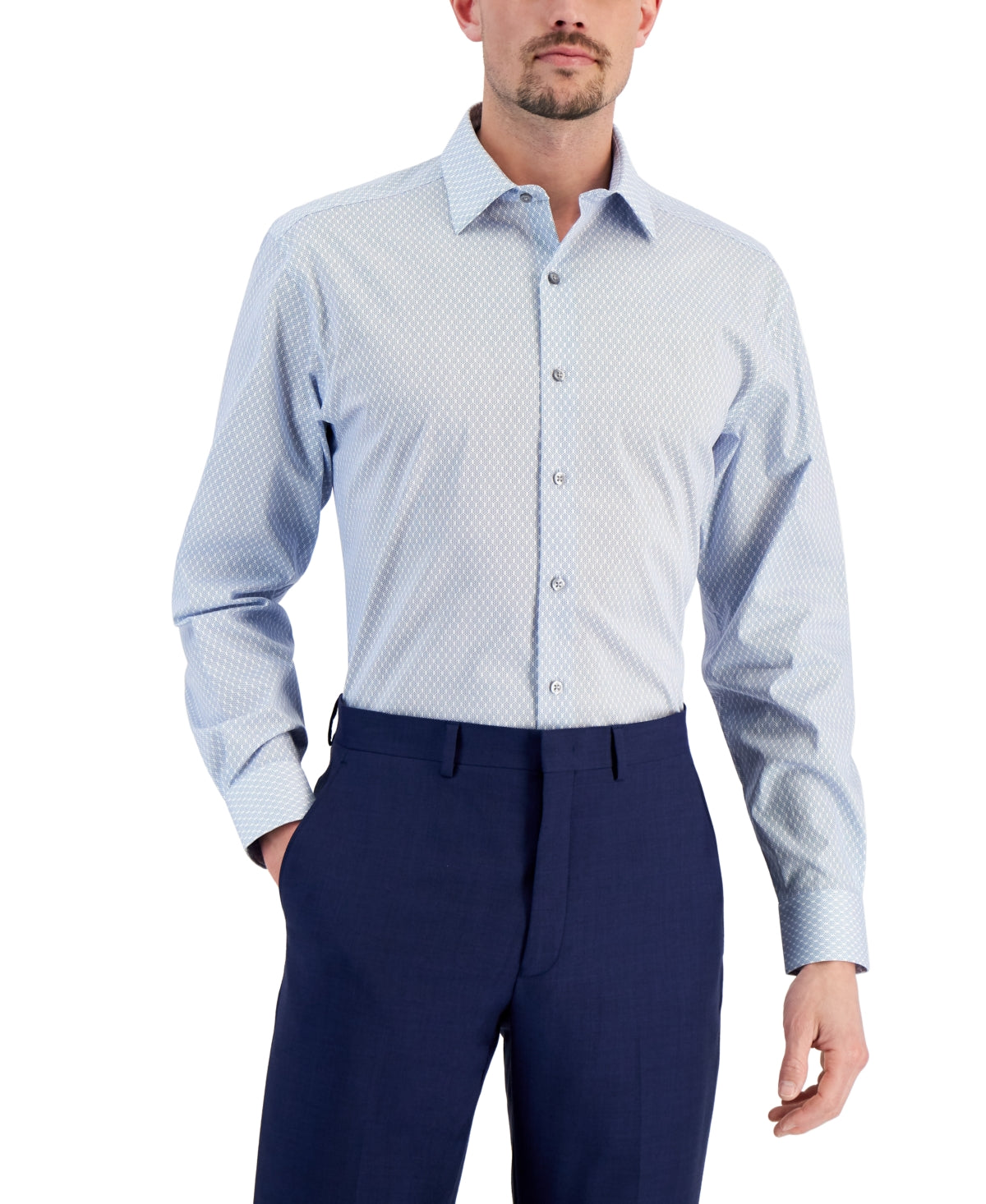 Alfani Mens Regular fit Dress Shirt Medium 15-15.5 32-33 Light Blue
