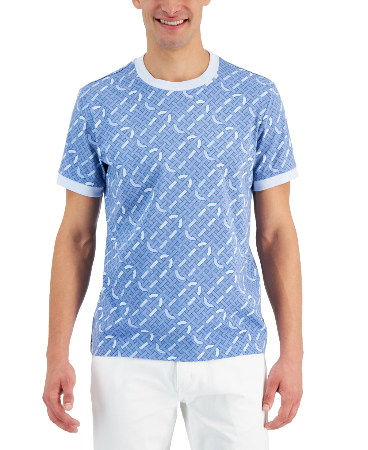 Alfani Men's Geo Graphic T shirt  Navy Xxl