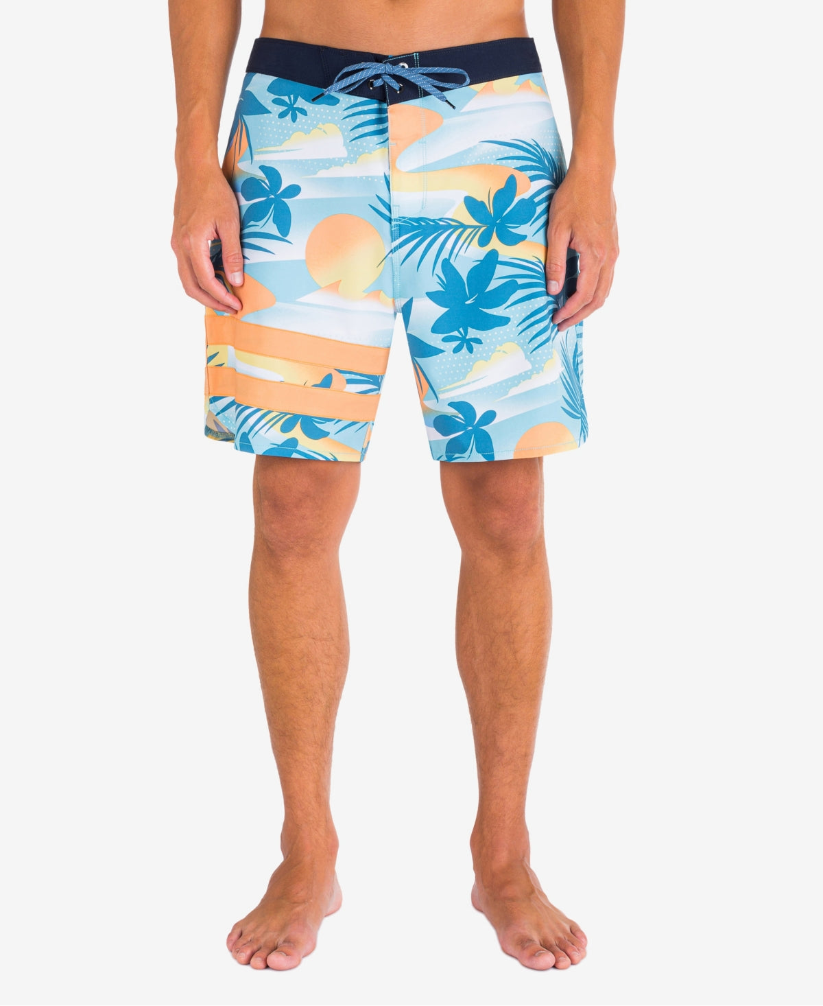Hurley Mens Phantom Block Party Boardshorts 18" Blue Glaze 38