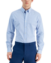 Men's Club Room Daisy Floral Slim Fit Dress Shirt Large 16 16.5 Blue White