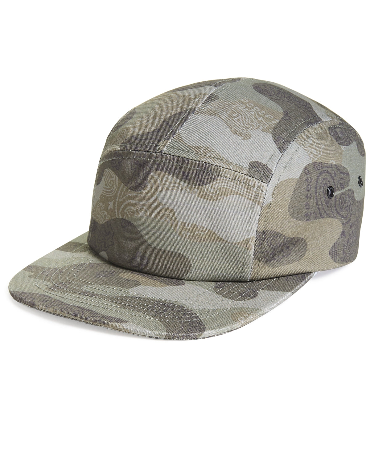 Sun + Stone Men's Paisley Camo Panel Hat Dark Green Osfa Reg