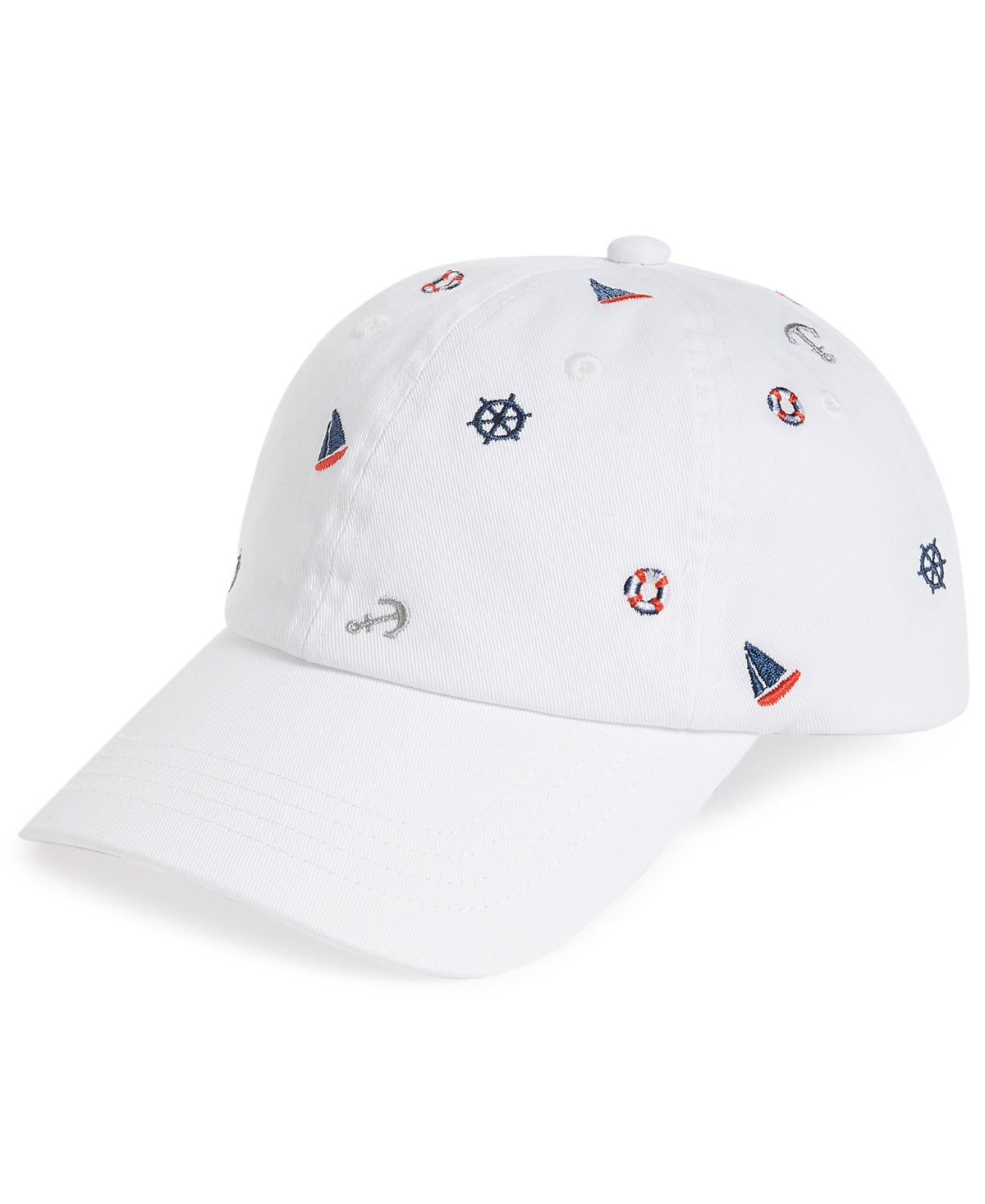 Club Room Mens Nautical Embroidered Baseball Hat White ONE SIZE
