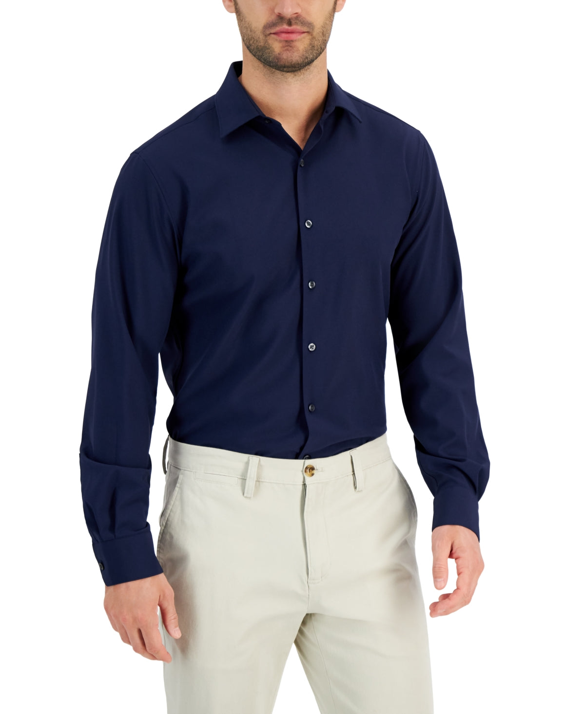 Club Room Mens Regular fit Dress Shirt XL 17.5 in 32-33 Blue Solid