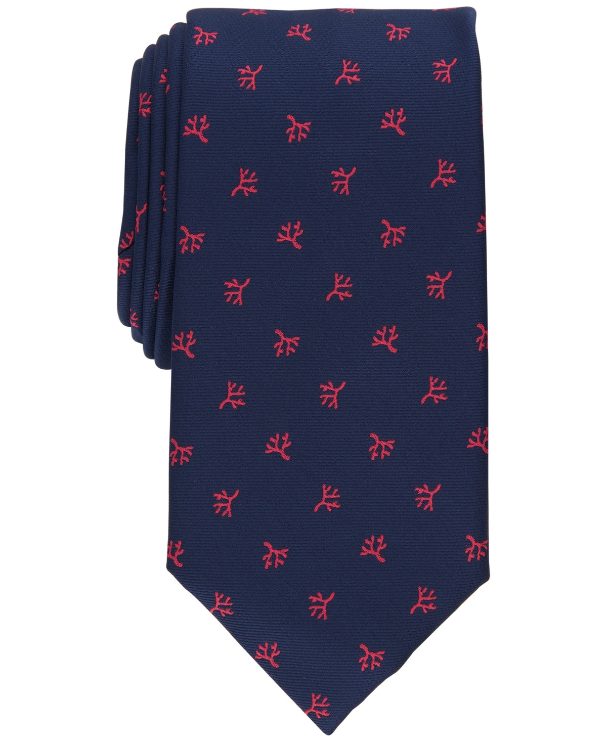 Club Room Men's Classic Coral Neat Tie Navy Blue Necktie