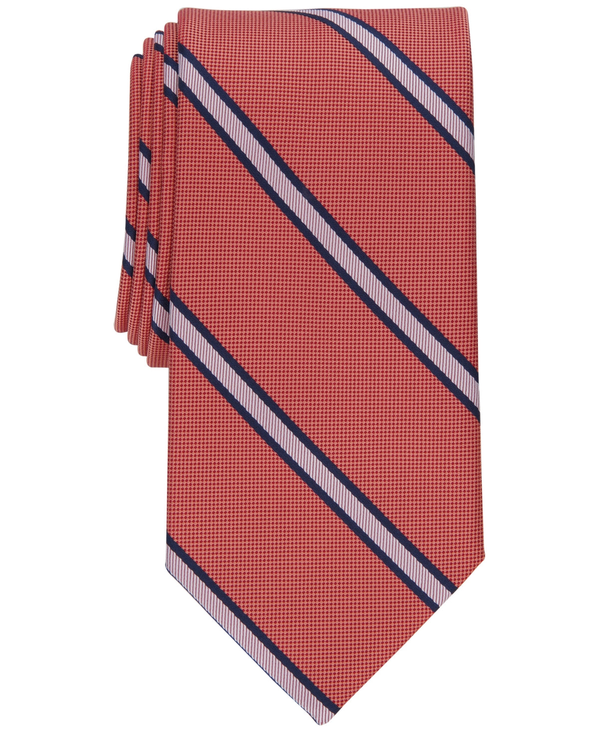 Club Room Men's Classic Stripe Tie Coral Orange Necktie