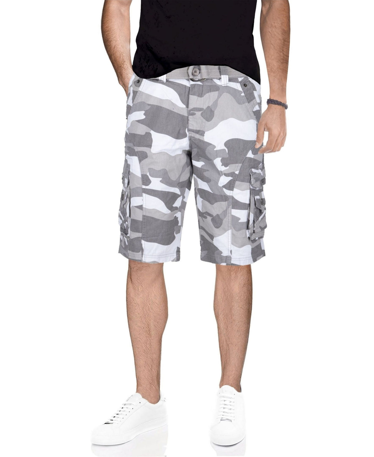 X Ray Mens Classic Fit 12 5 Knee Length Cargo Shorts Grey White Camo 34