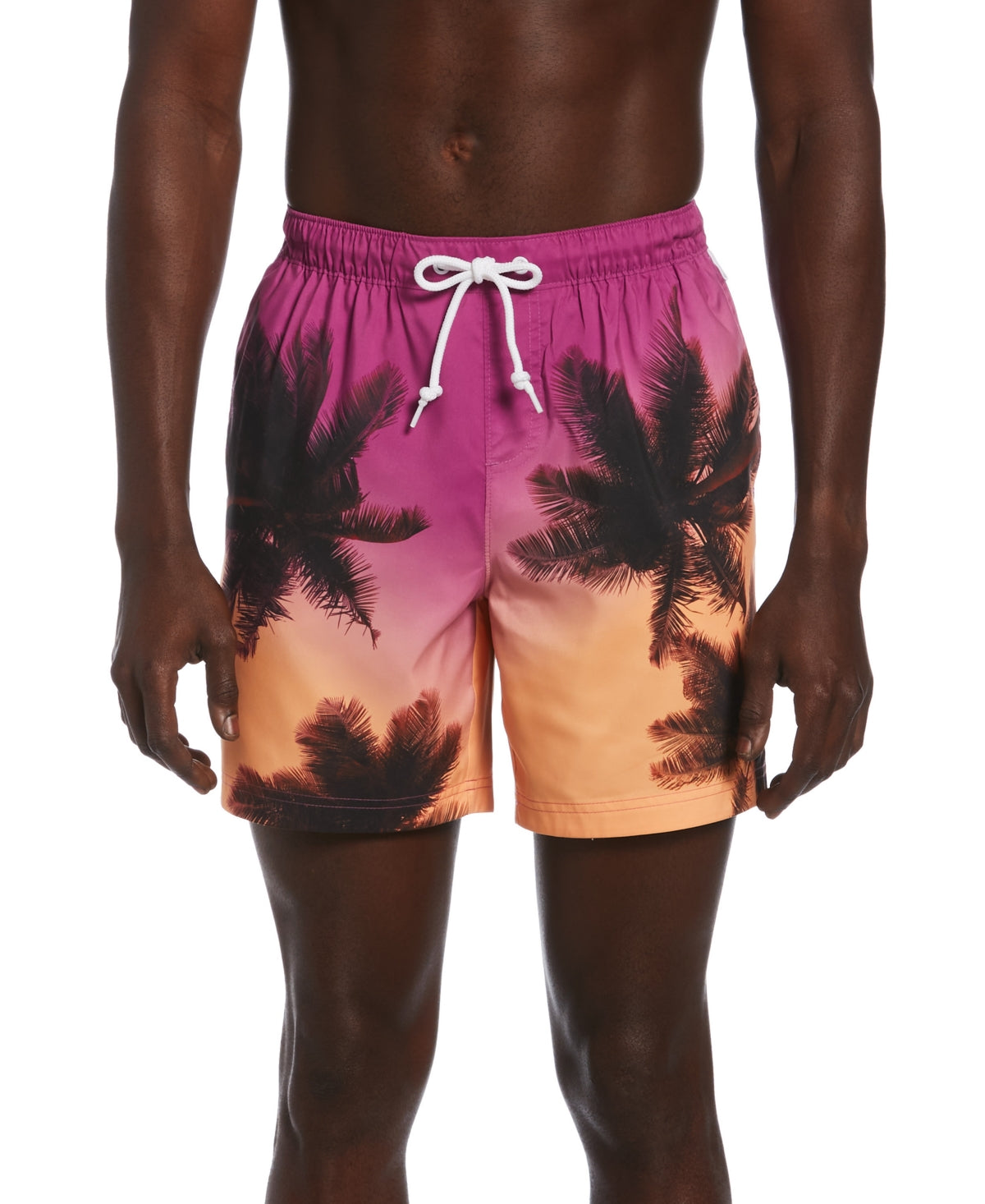 Original Penguin Men's Palm Tree Print Swim Shorts Purple Large