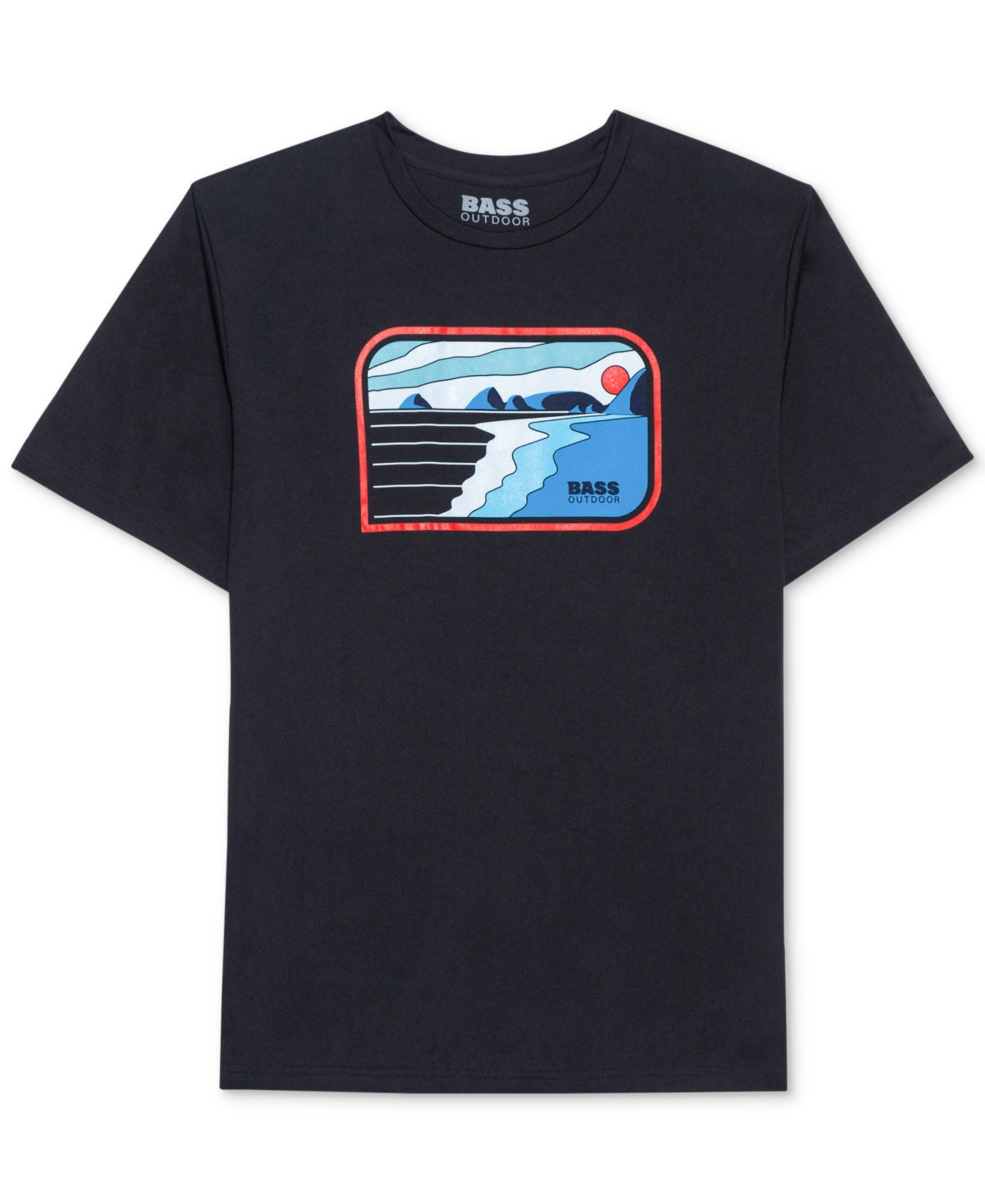 Bass Outdoor Mens Performance Graphic Short Sleeve T-Shirt Caviar Black Medium