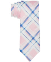Tommy Hilfiger Mens Robert Slim Plaid Necktie Linen Pink tie